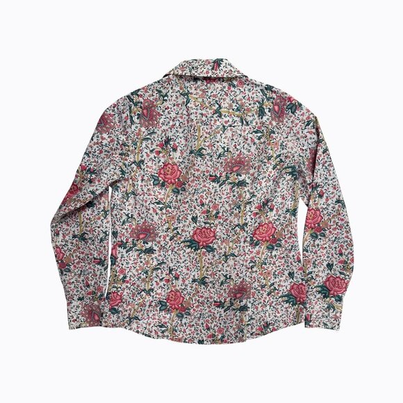 Charter Club Pink Floral Rose Shirt Sz 6 Cotton Button-Up Preppy Coastal Grandma - Picture 2 of 7